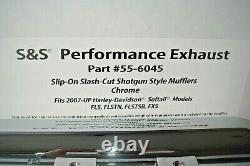 Harley Softail Chrome Mufflers S&S Slash Cut FLSTN FXS 07-17 FLS FLSTB 55-6045