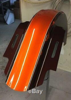 Harley Touring Extended Steel rear fender withfrenched LED's Fit 95-08 Baggers
