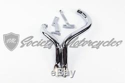 LAF 2 Drag Pipes Exhaust 85-05 Harley Sportster Touring Dyna CHR WithO O2 BUNGS