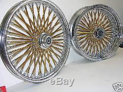 MAMMOTH FAT 52 GOLD SPOKE WHEELS HARLEY 16x3.5 16x3.5 SOFTAIL HERITAGE DELUXE