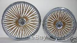 MAMMOTH FAT 52 GOLD SPOKE WHEELS HARLEY 16x3.5 16x3.5 SOFTAIL HERITAGE DELUXE
