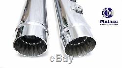 MUTAZU Megaphone Slip-On Mufflers Exhaust with Fluted 1995-2016 for Harley Touring