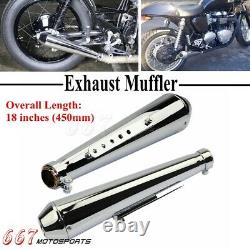 Motorcycle 18 Length Exhaust Muffler Reverse Cone Shorty Pipe For Harley Dyna