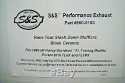 Mufflers Harley Hot Black FLH S&S Cycle 4 race tour slash 550-0183 1995-16 X1