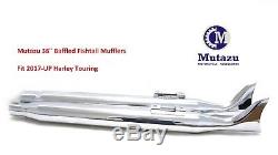 Mutazu 36 Chrome Fish tail Exhaust Slip On Mufflers 17-UP Harley Touring Bagger