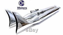 Mutazu 36 Fishtail Exhaust Slip On Mufflers with Baffle for 95-16 Harley Touring