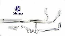 Mutazu Chrome Cannon 4 2 into 1 Muffler Exhaust Set for 95-2016 Harley Touring