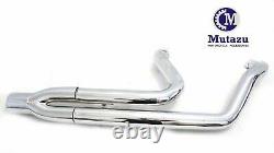 Mutazu Chrome Cannon 4 2 into 1 Muffler Exhaust Set for 95-2016 Harley Touring