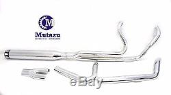 Mutazu Chrome Cannon 4 2 into 1 Muffler Exhaust Set for 95-2017 Harley Touring