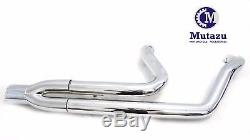 Mutazu Chrome Cannon 4 2 into 1 Muffler Exhaust Set for 95-2017 Harley Touring