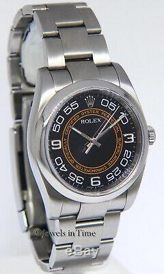 Rolex Oyster Perpetual Steel Black/Orange Harley Davidson Mens 36mm Watch 116000