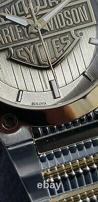 Rrp £229 Harley Davidson By Bulova 78a125 Gents 45.5mm Watch, Raised Harley Logo