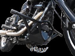 Russ Wernimont Black Highway Bar Skid Plate & Footrests for 91-17 Harley Dyna