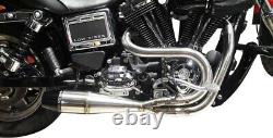 Sawicki 2 into 1 Raw Shorty Cannon Pipe Black Tip Exhaust Harley Dyna 91-17