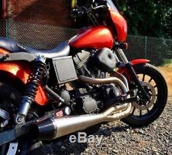 Sawicki Speed Shop Brushed Stainless Steel 2 Into 1 Exhaust Pipe Harley Dyna FXD