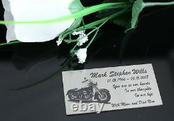 Stainless Steel Memorial Plaque Urn Grave Marker Laser Engraved Motorbike Harley