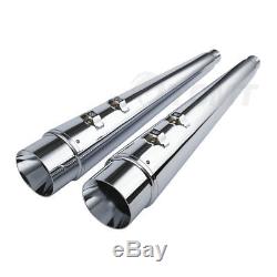 TCMT 4 Chrome Megaphone Slip-On Mufflers Exhaust Pipes For 95-16 Harley Touring